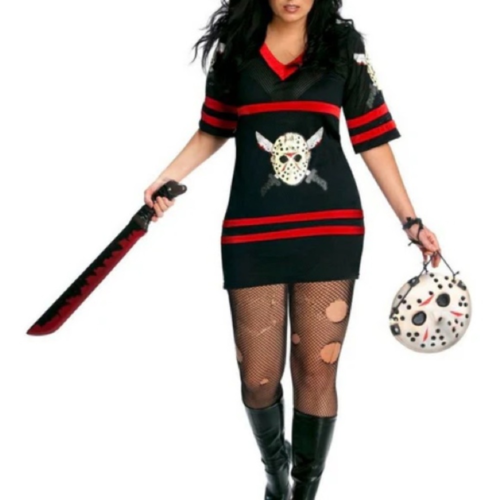 Party City Women's Plus Miss Jason Voorhees  Costume with Voorhees Glasses